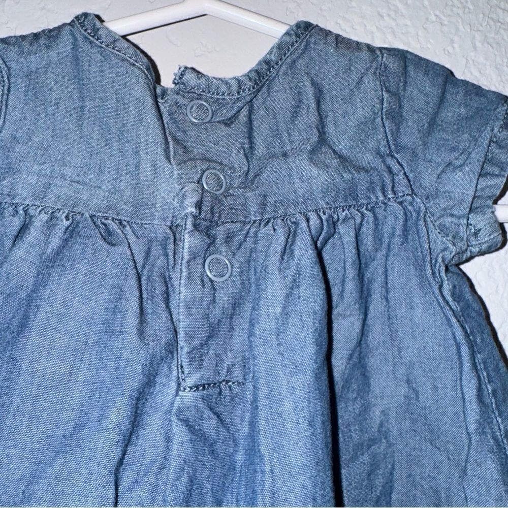 Kid's Carter's Blue Denim Dress with Red Embroidery - Picture 5 of 7